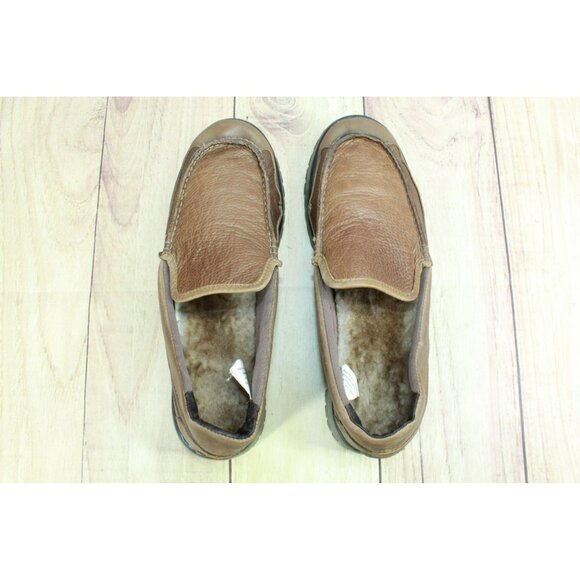LL Bean All Week Brown Leather Shearling Lined Moccasin Slippers Size 10 M - Picture 7 of 10
